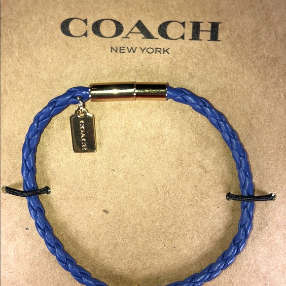 Coach Leather Blue Braided Pepsi Charm Bracelet - Picture 2 of 4